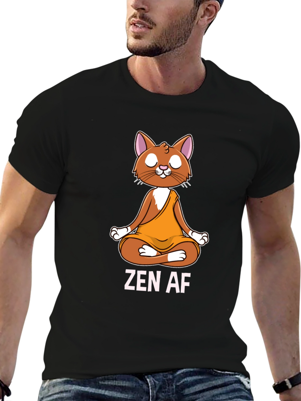 Zen AF Cat T-Shirt - Meditating Feline Tee