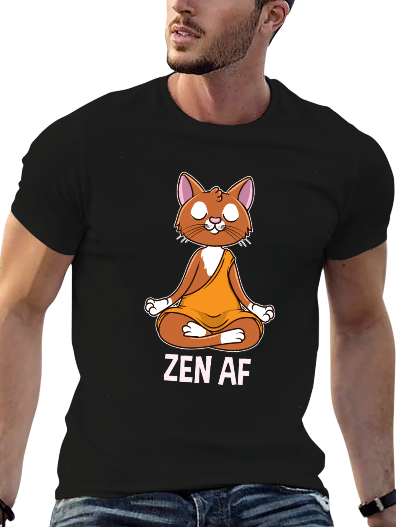 Zen AF Cat T-Shirt - Meditating Feline Tee
