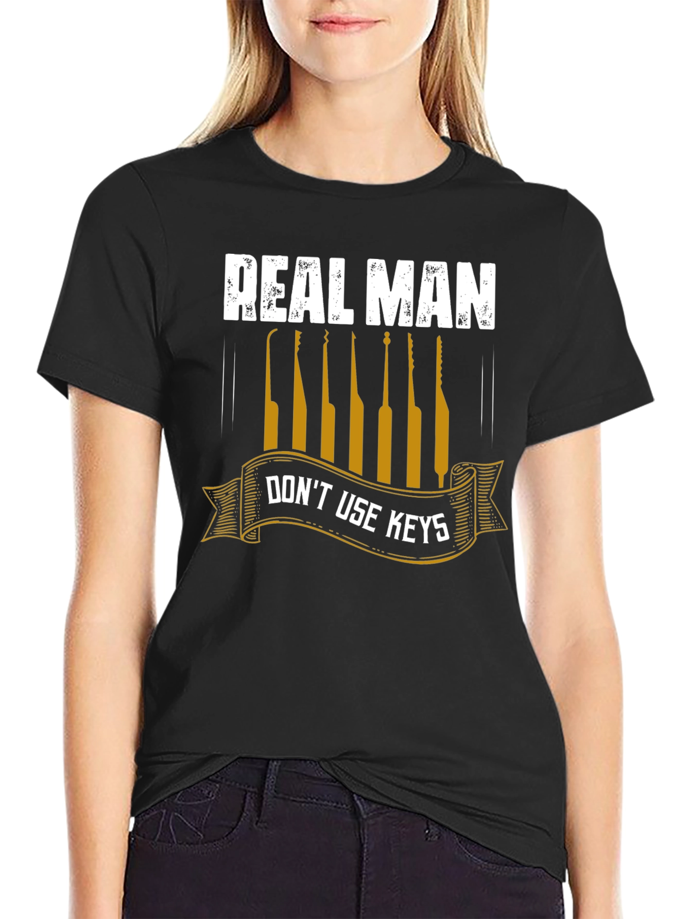 Real Man Dont Use Keys T-Shirt - Lock Pick Tee