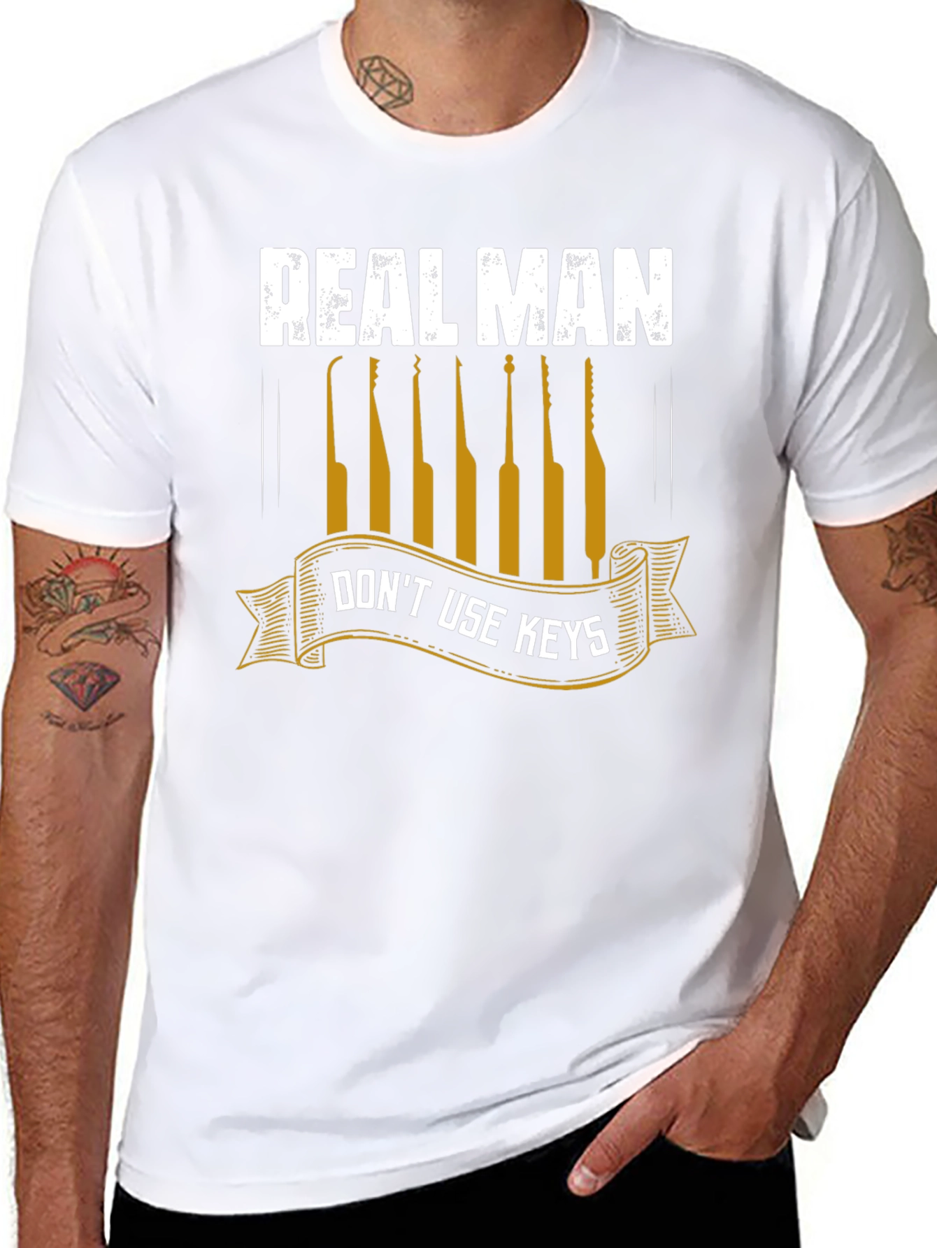 Real Man Dont Use Keys T-Shirt - Lock Pick Tee