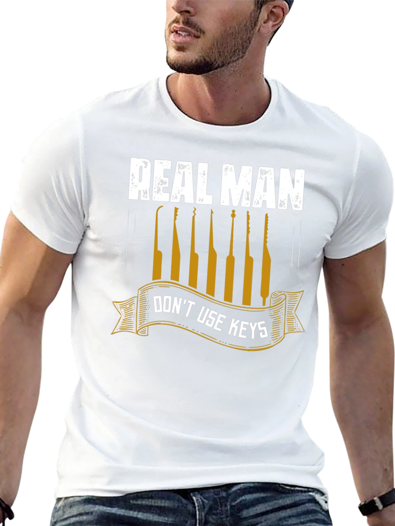 Real Man Dont Use Keys T-Shirt - Lock Pick Tee