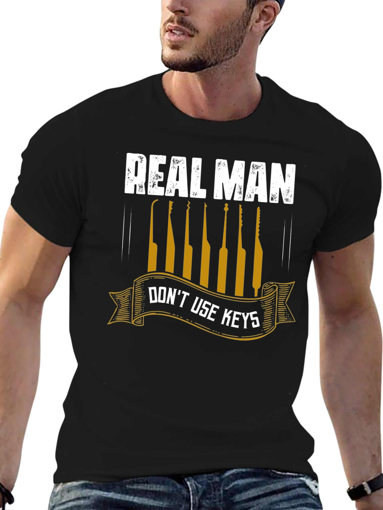 Real Man Dont Use Keys T-Shirt - Lock Pick Tee