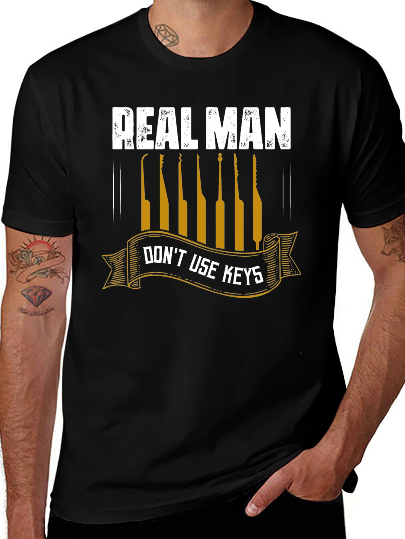 Real Man Dont Use Keys T-Shirt - Lock Pick Tee