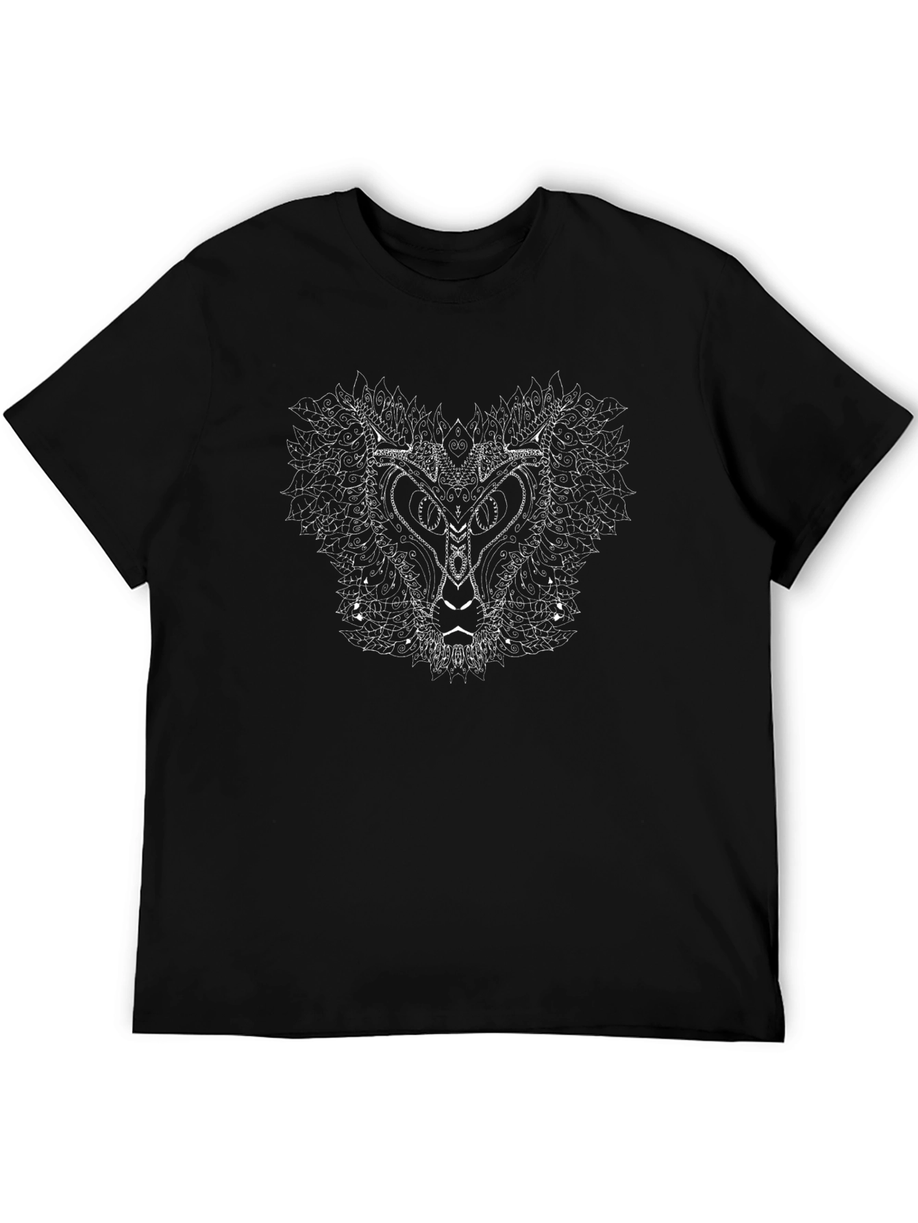Abstract Animal Graphic Tee - Black Cotton T-Shirt