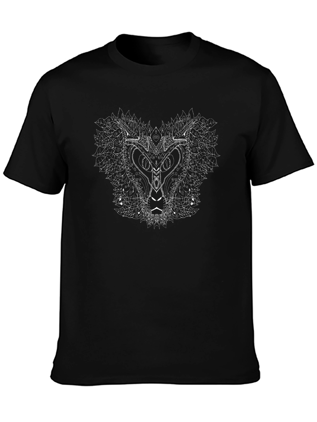 Abstract Animal Graphic Tee - Black Cotton T-Shirt