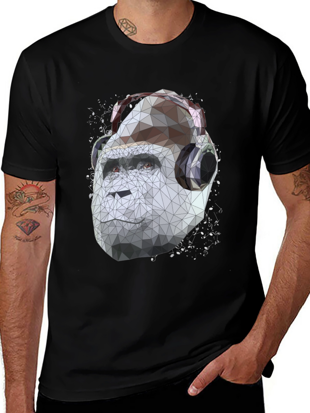 Geometric Gorilla Headphone Graphic Tee