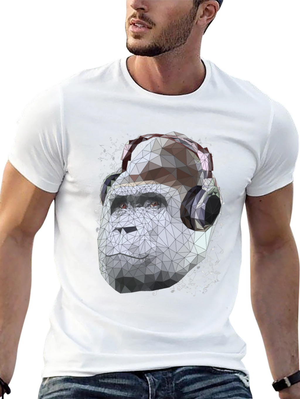 Geometric Gorilla Headphone Graphic Tee
