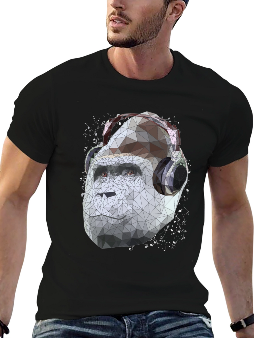 Geometric Gorilla Headphone Graphic Tee