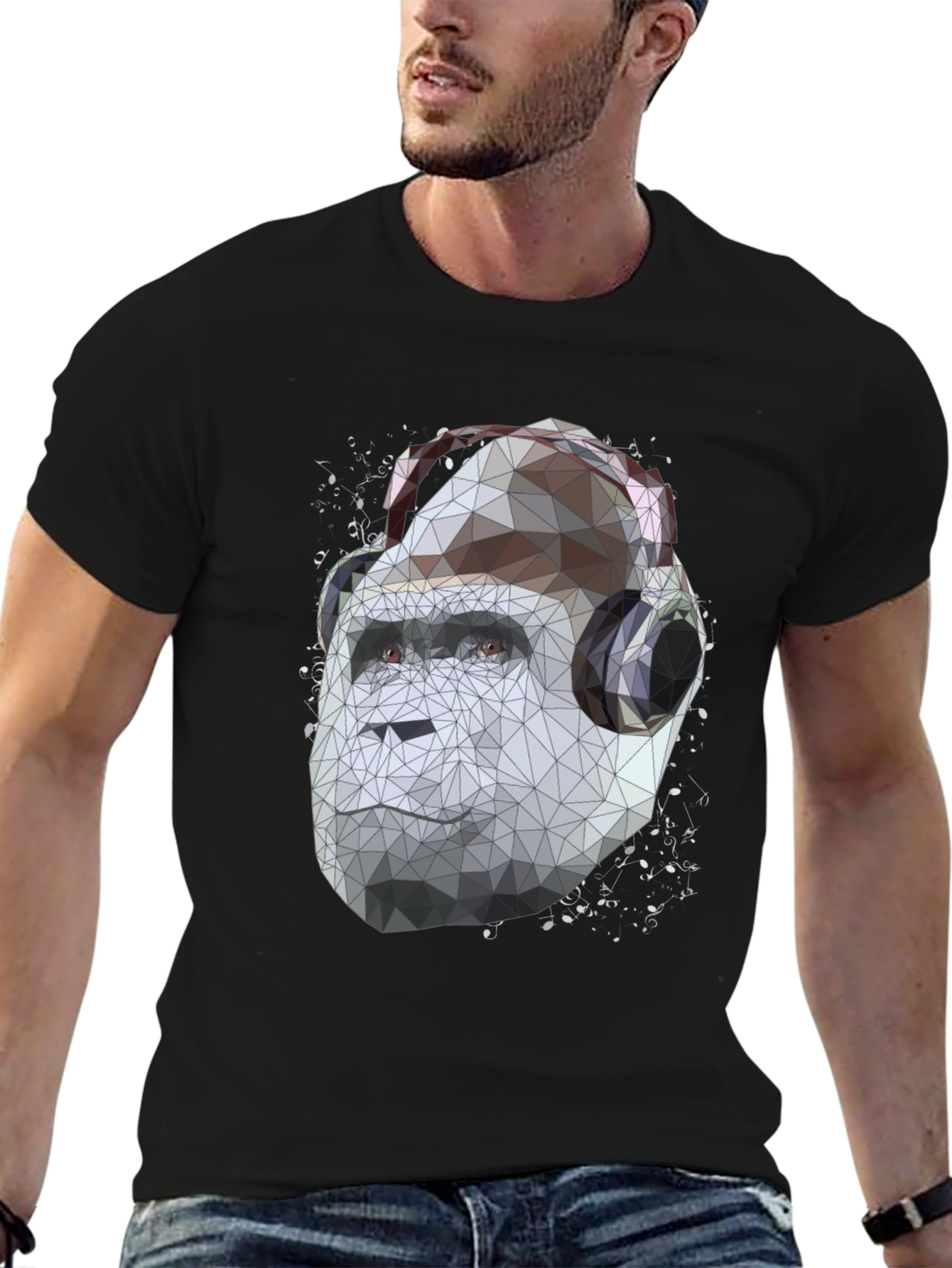 Geometric Gorilla Headphone Graphic Tee