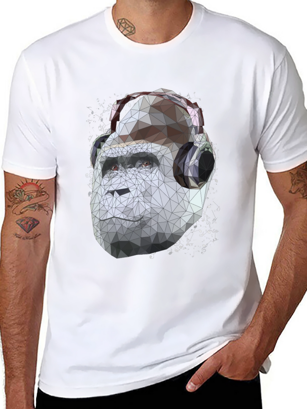 Geometric Gorilla Headphone Graphic Tee