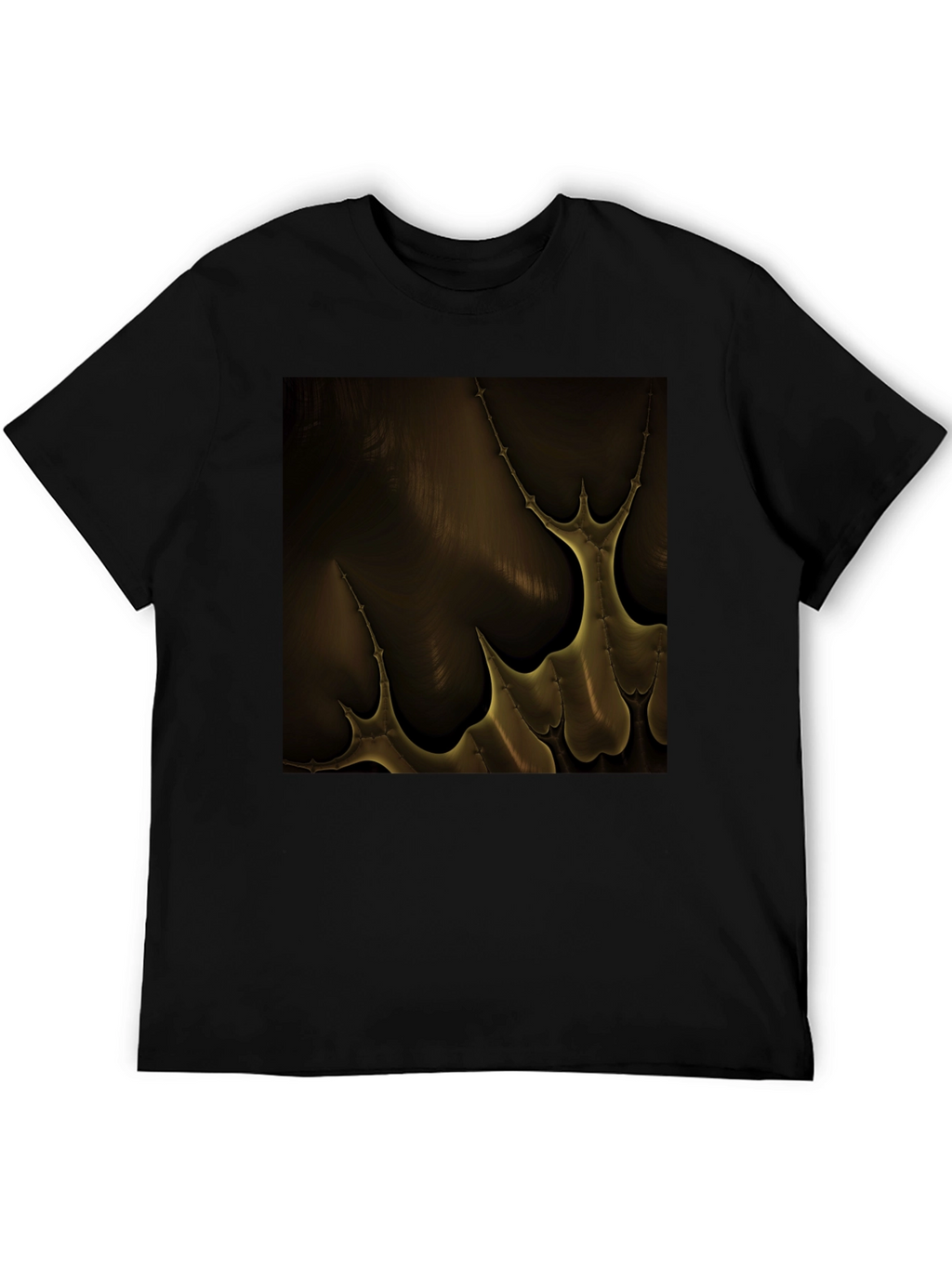 Abstract Gold Pattern Black T-Shirt