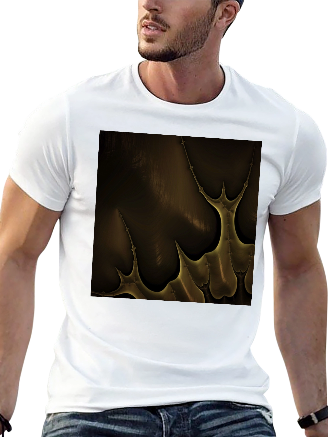 Abstract Gold Pattern Black T-Shirt