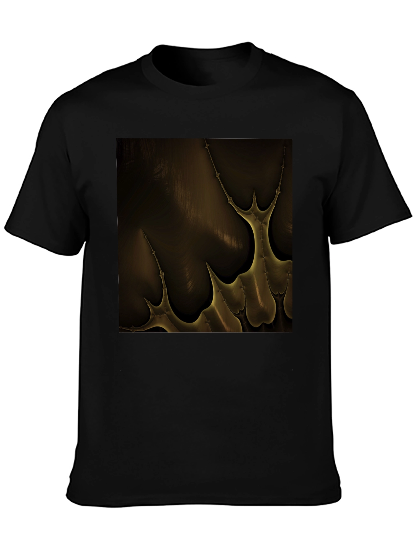 Abstract Gold Pattern Black T-Shirt