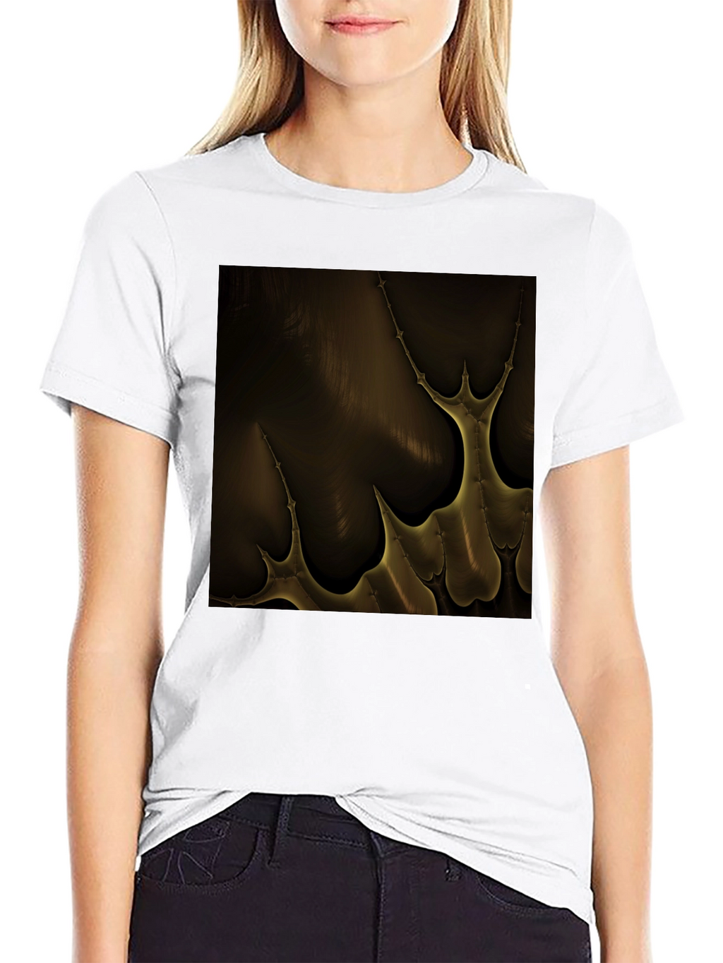 Abstract Gold Pattern Black T-Shirt