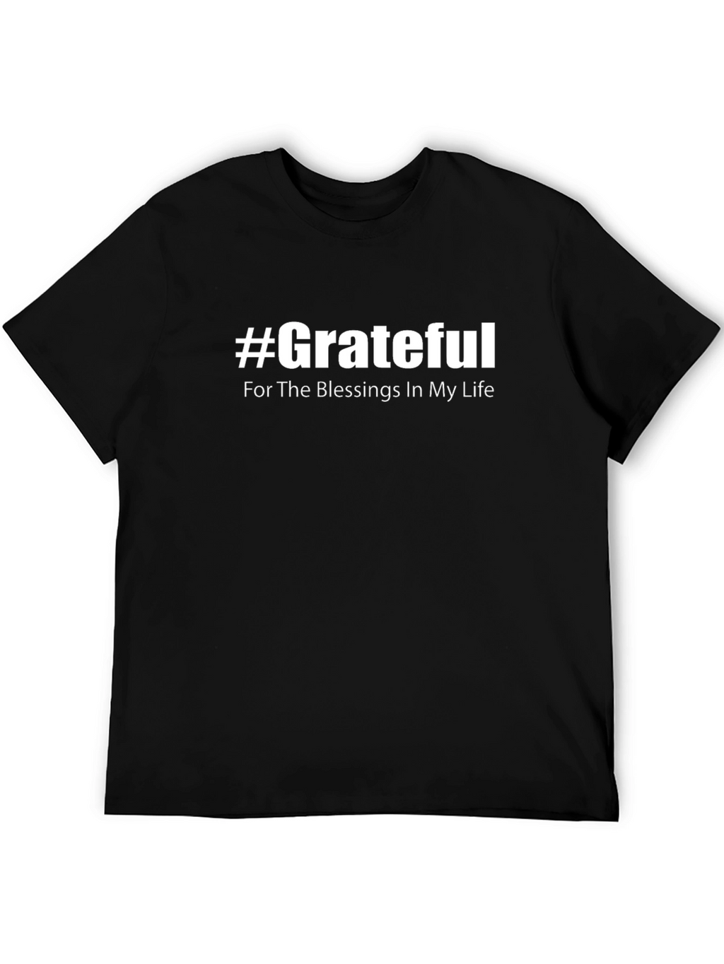 #Grateful Blessings Graphic T-Shirt - Casual Black Tee