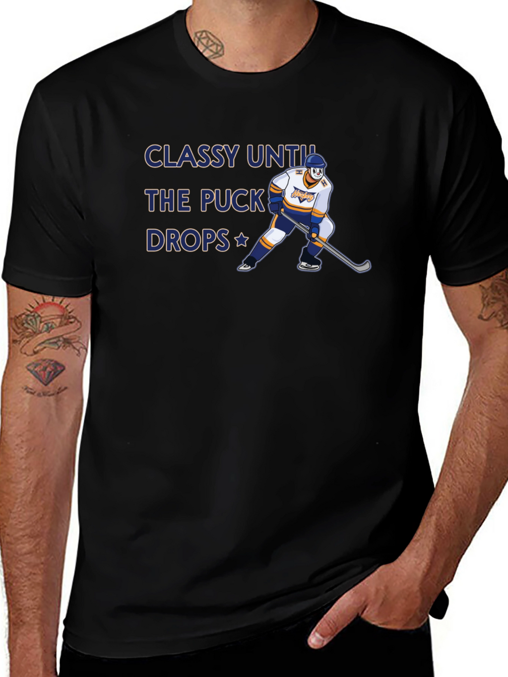 Classy Until the Puck Drops Hockey Graphic T-Shirt