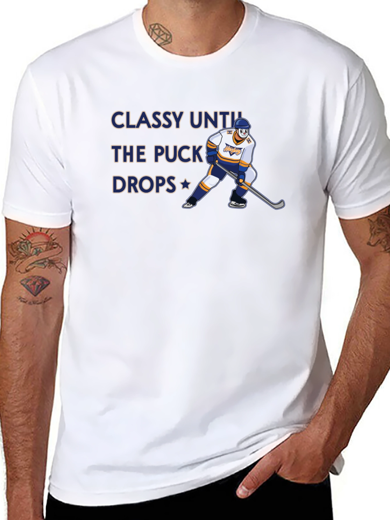 Classy Until the Puck Drops Hockey Graphic T-Shirt