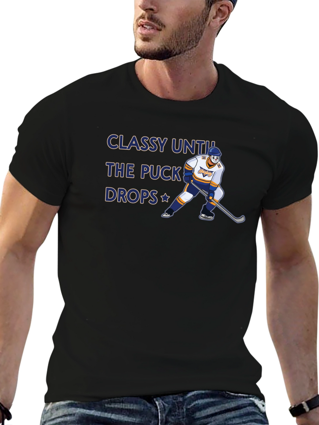 Classy Until the Puck Drops Hockey Graphic T-Shirt