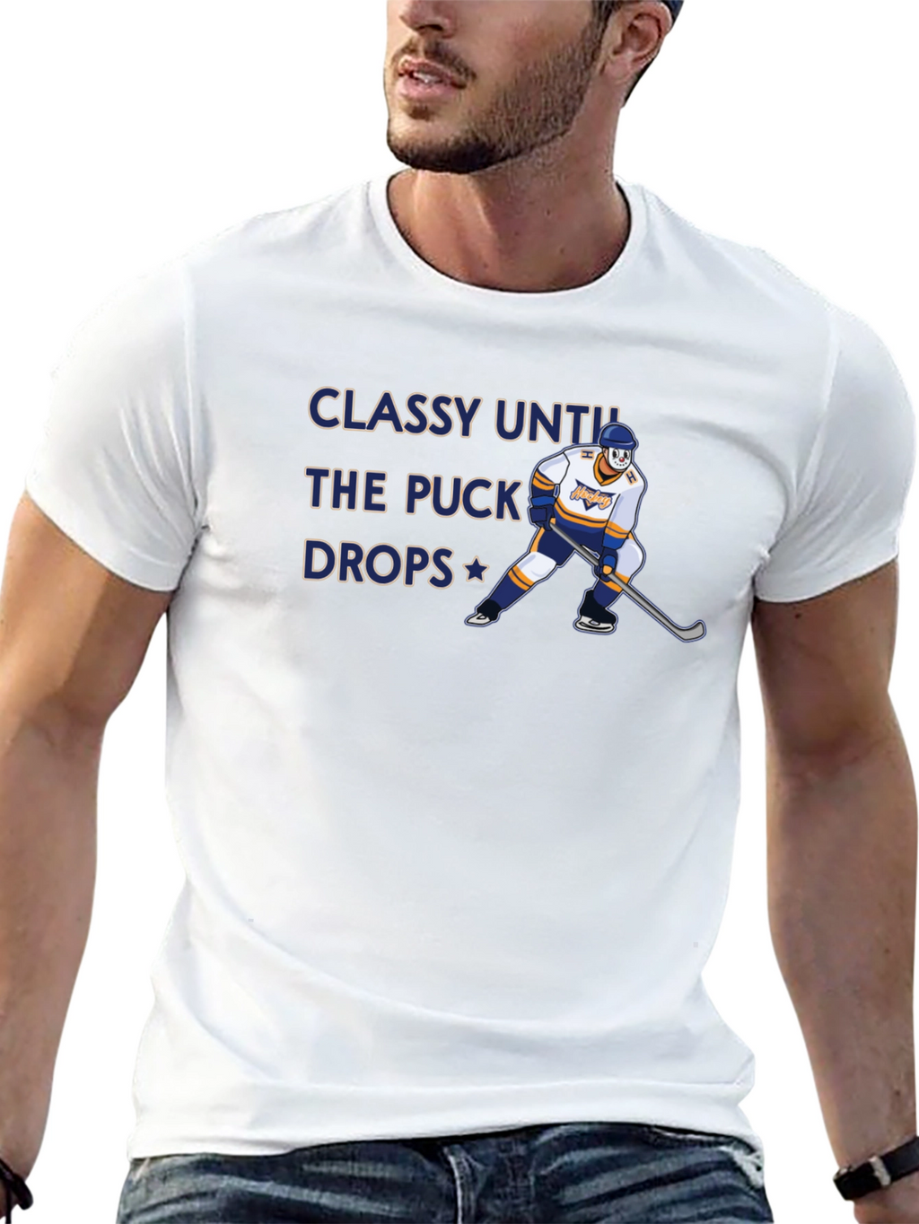 Classy Until the Puck Drops Hockey Graphic T-Shirt