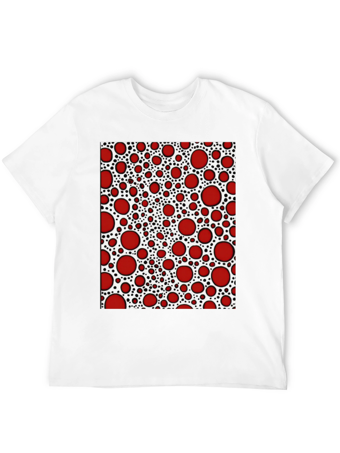 Red Dot Patterned T-Shirt - Unique Abstract Design