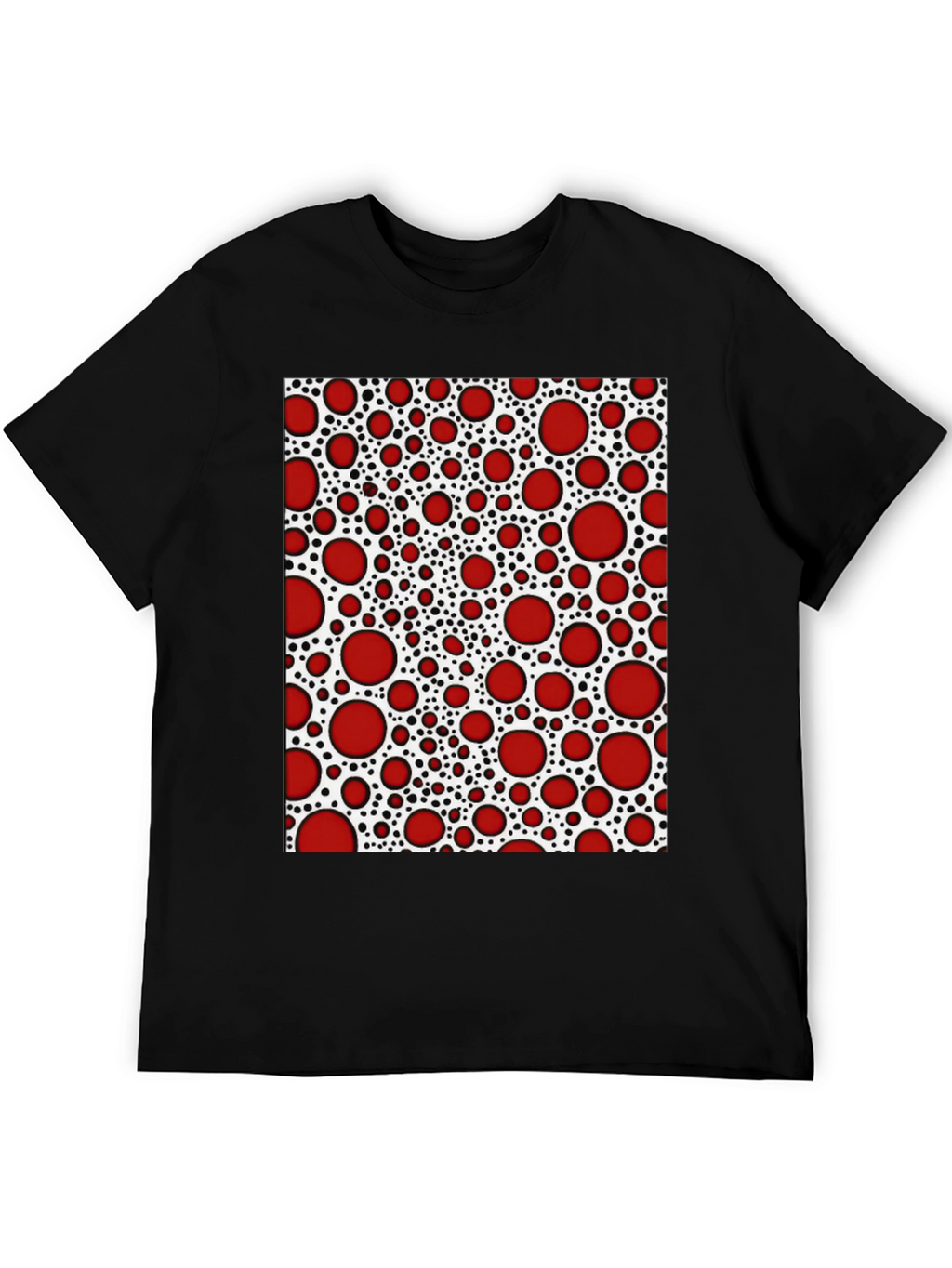 Red Dot Patterned T-Shirt - Unique Abstract Design