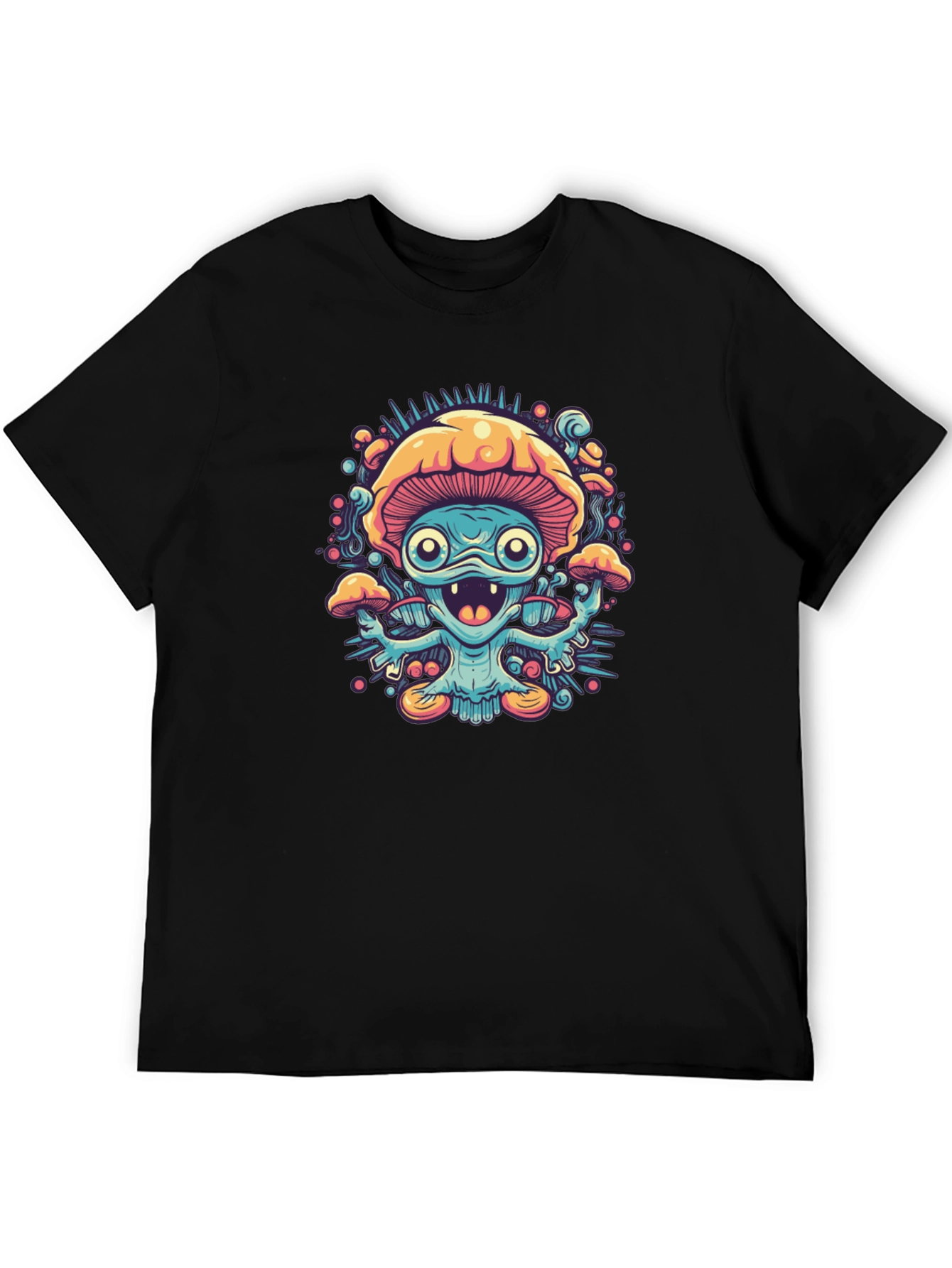 Psychedelic Mushroom Graphic Tee - Black