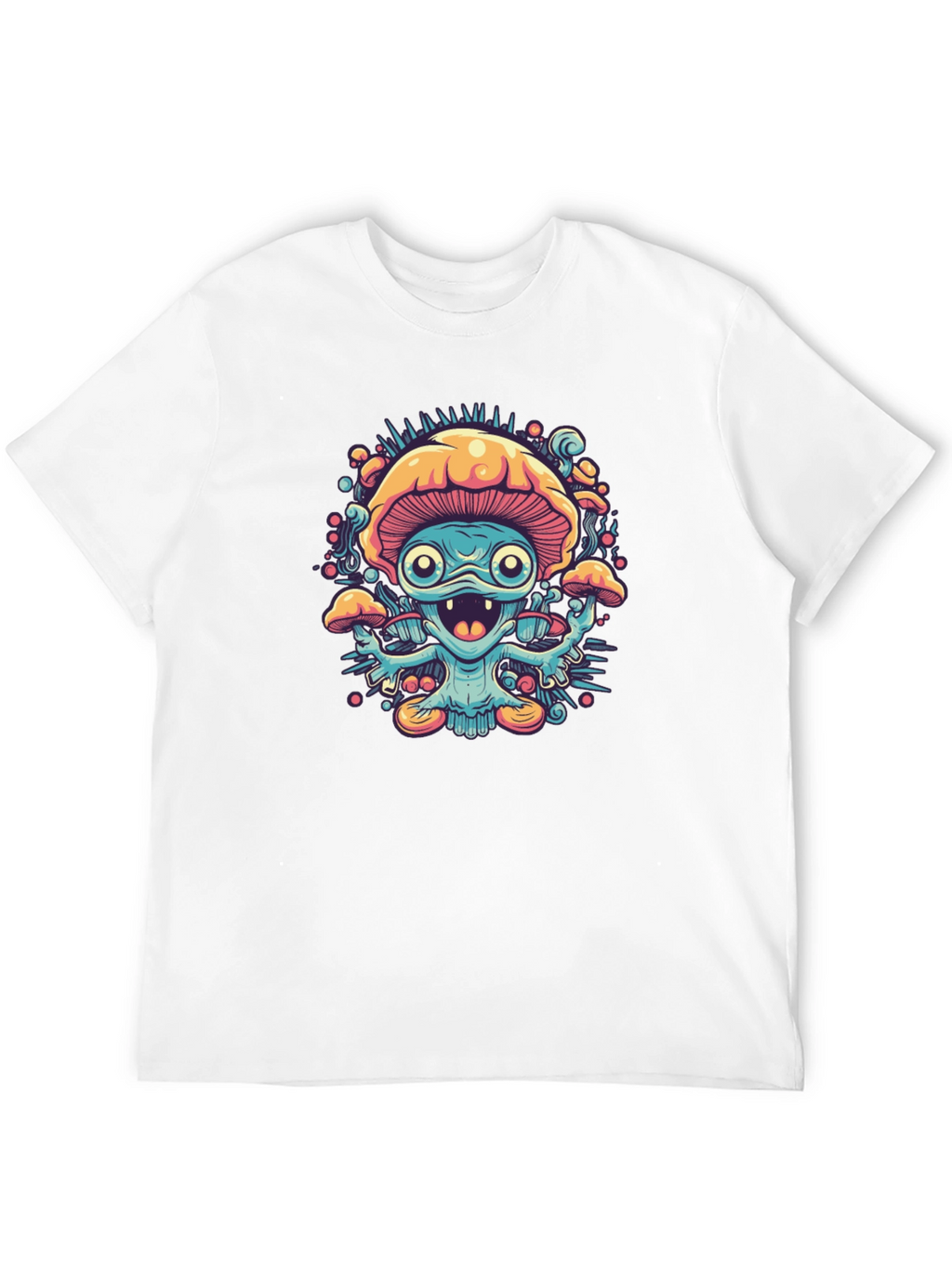 Psychedelic Mushroom Graphic Tee - Black