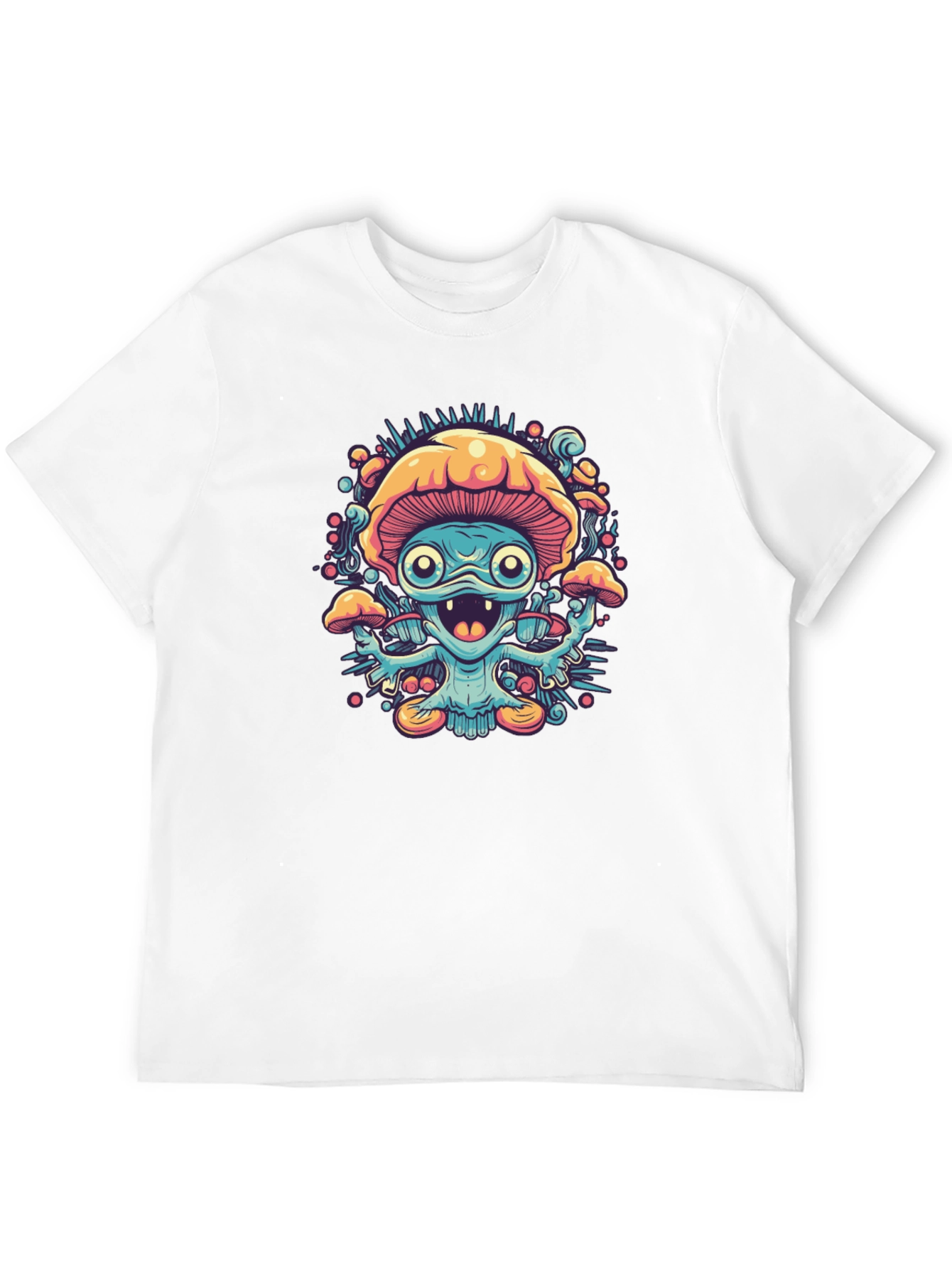 Psychedelic Mushroom Graphic Tee - Black
