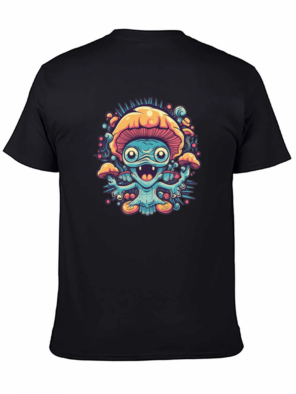 Psychedelic Mushroom Graphic Tee - Black