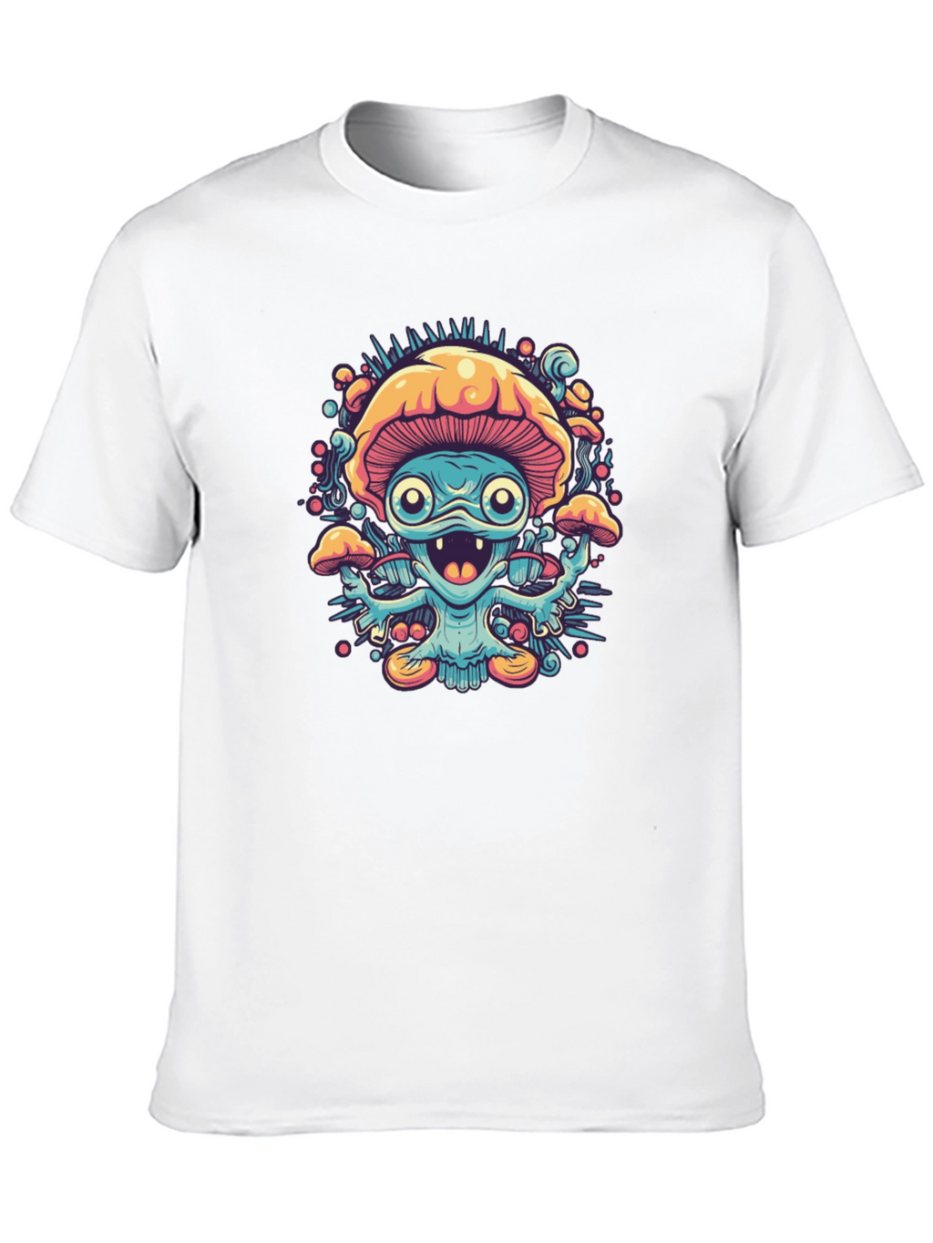 Psychedelic Mushroom Graphic Tee - Black