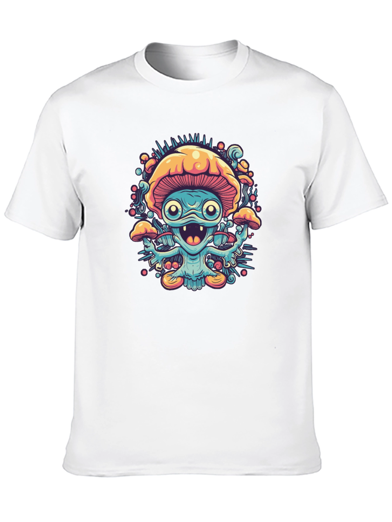 Psychedelic Mushroom Graphic Tee - Black