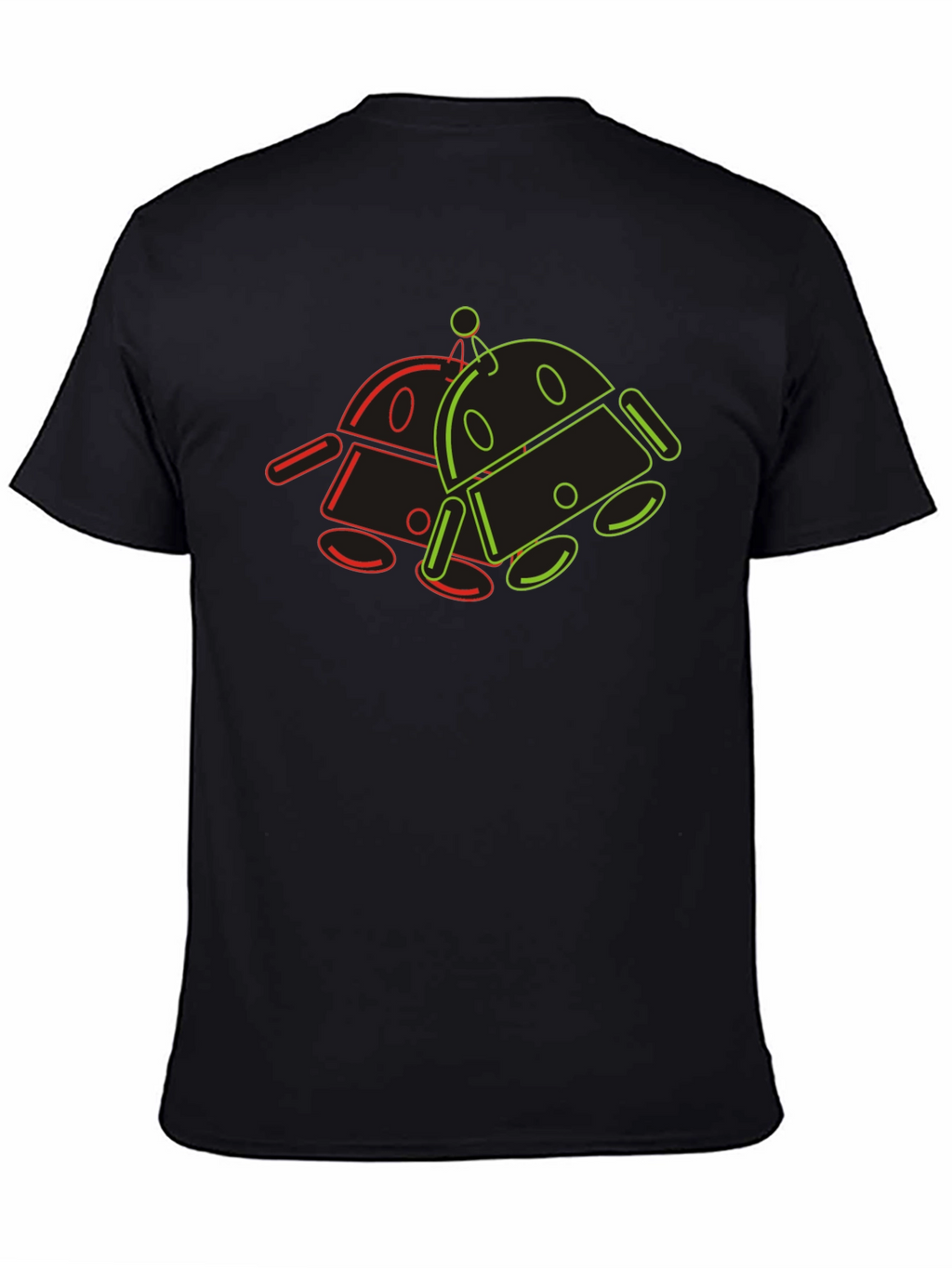 Retro Robot Outline Graphic T-Shirt - Black