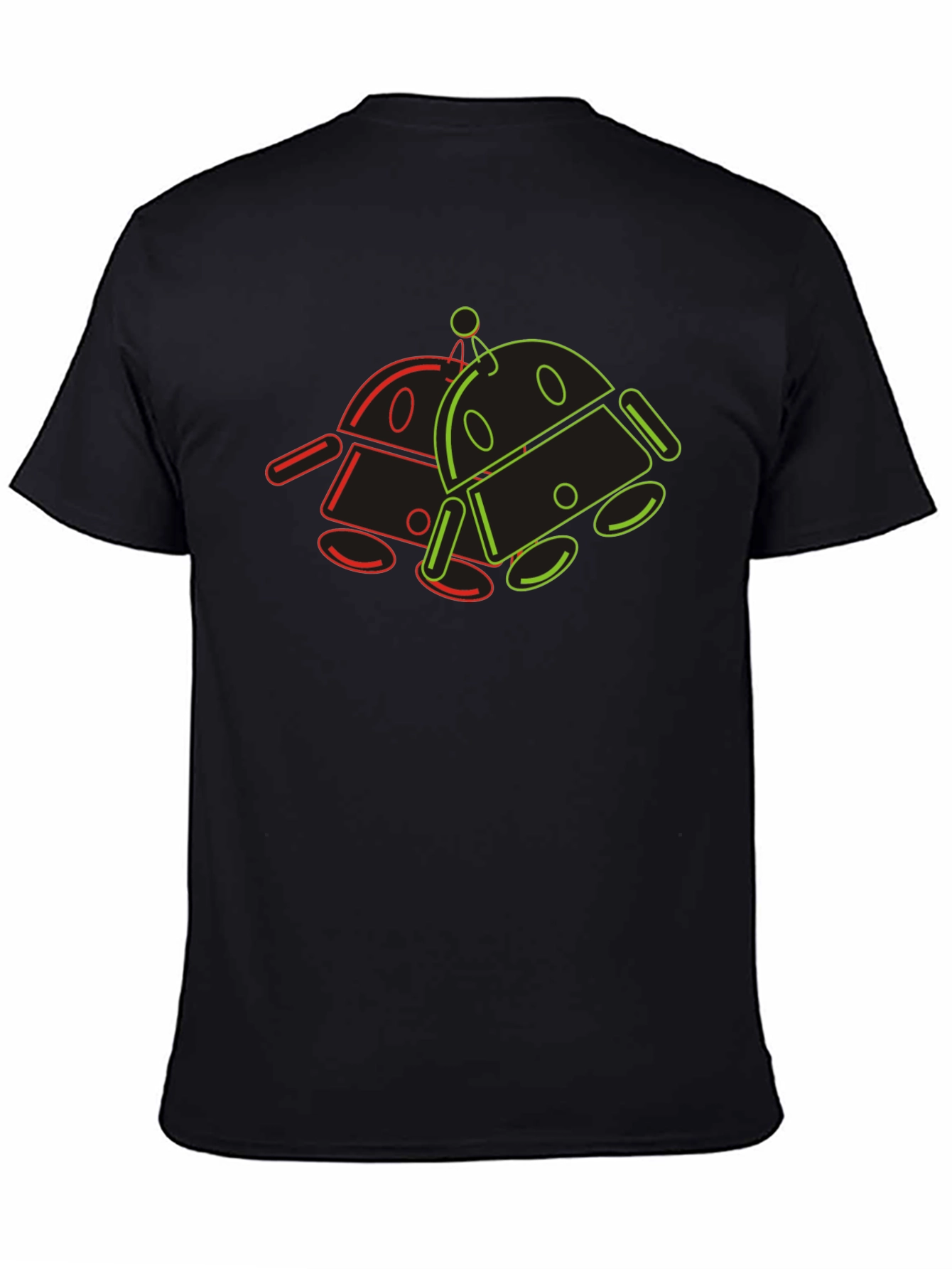Retro Robot Outline Graphic T-Shirt - Black