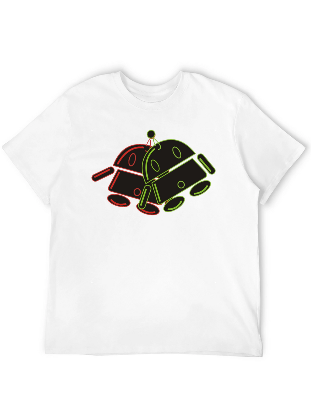 Retro Robot Outline Graphic T-Shirt - Black