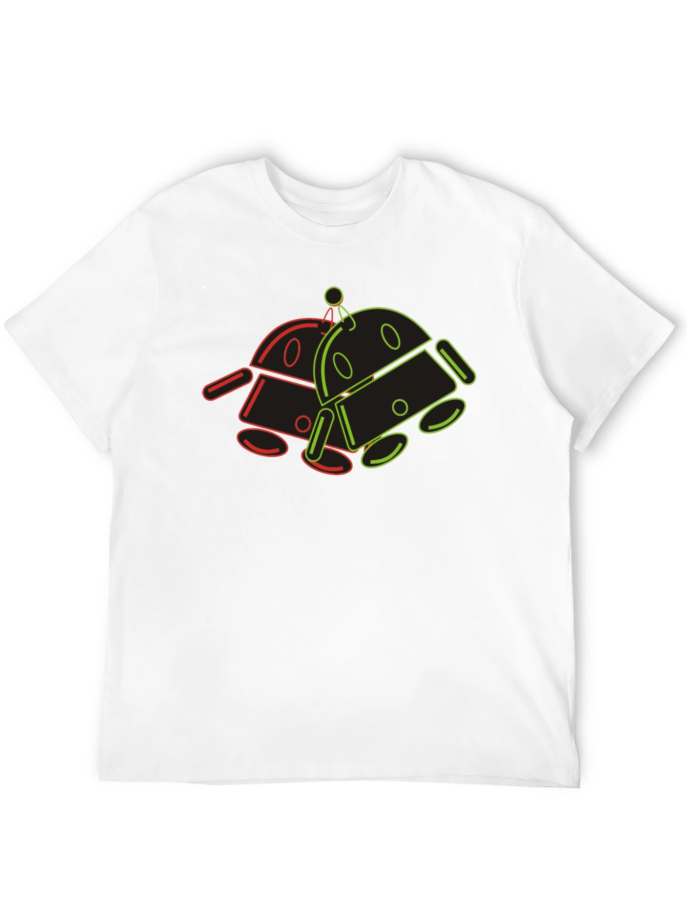 Retro Robot Outline Graphic T-Shirt - Black