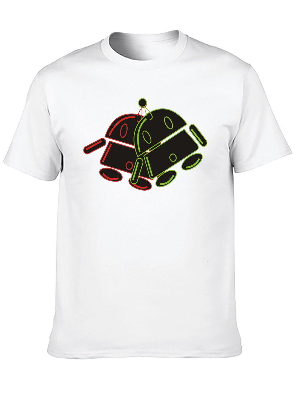 Retro Robot Outline Graphic T-Shirt - Black
