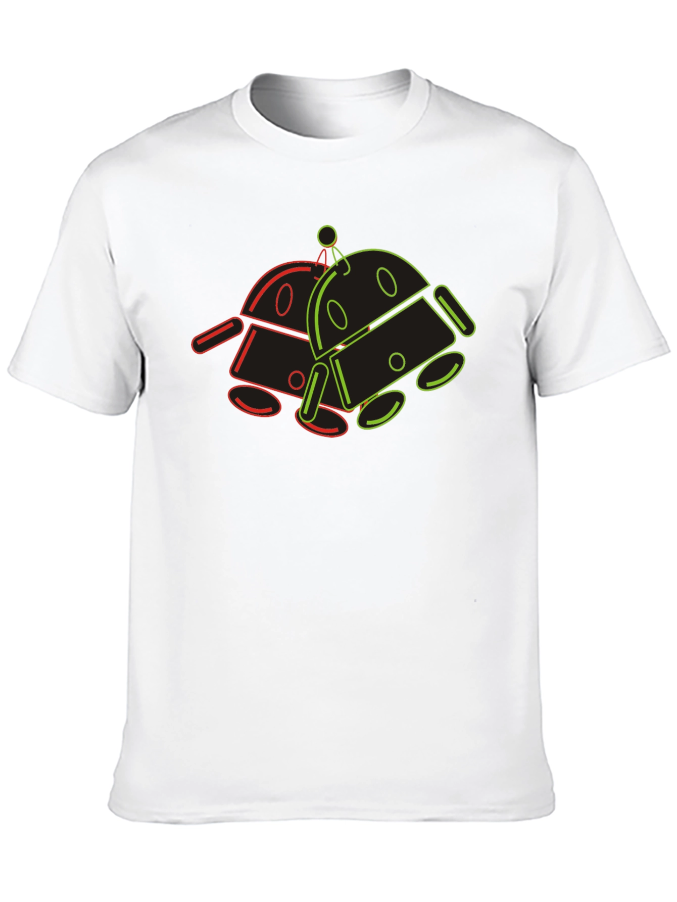 Retro Robot Outline Graphic T-Shirt - Black