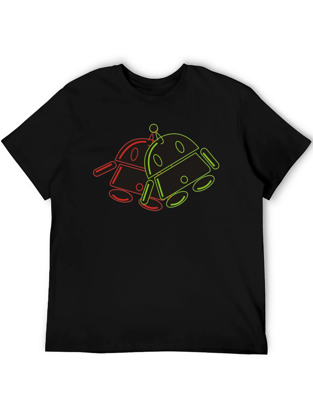 Retro Robot Outline Graphic T-Shirt - Black