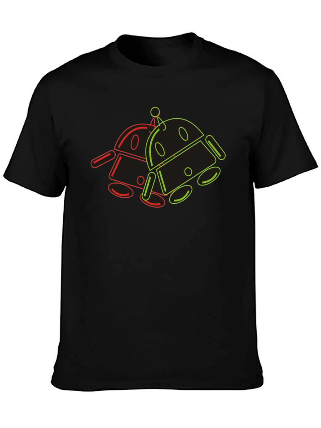Retro Robot Outline Graphic T-Shirt - Black