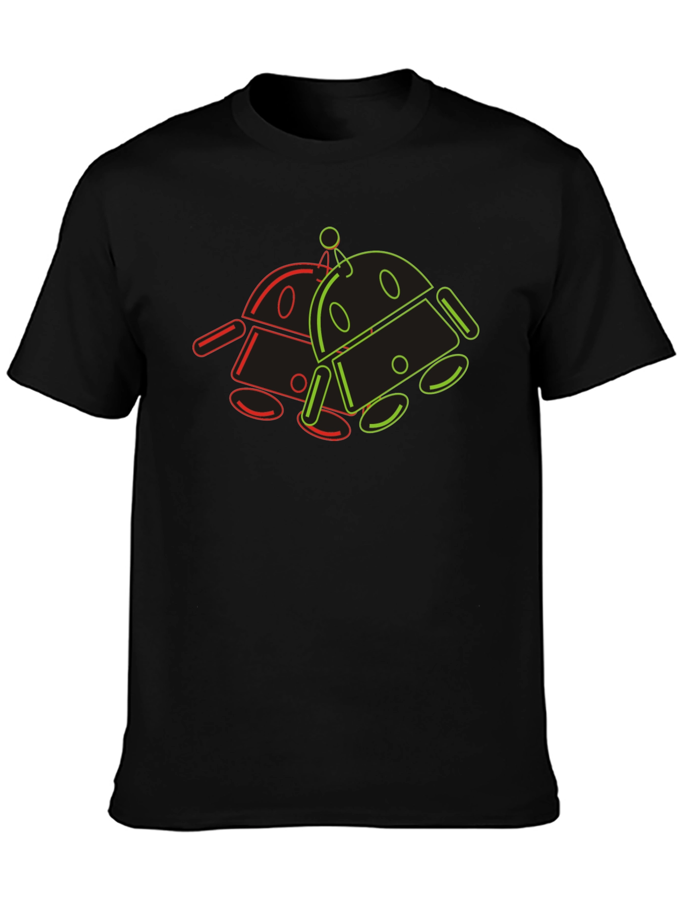 Retro Robot Outline Graphic T-Shirt - Black
