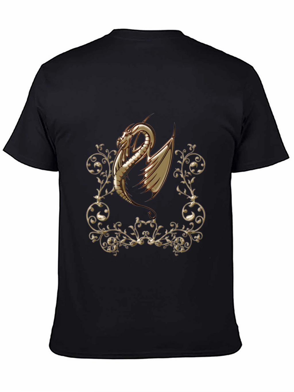 Dragon Scrollwork Graphic Black T-Shirt