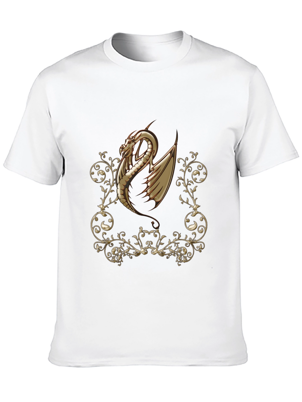 Dragon Scrollwork Graphic Black T-Shirt