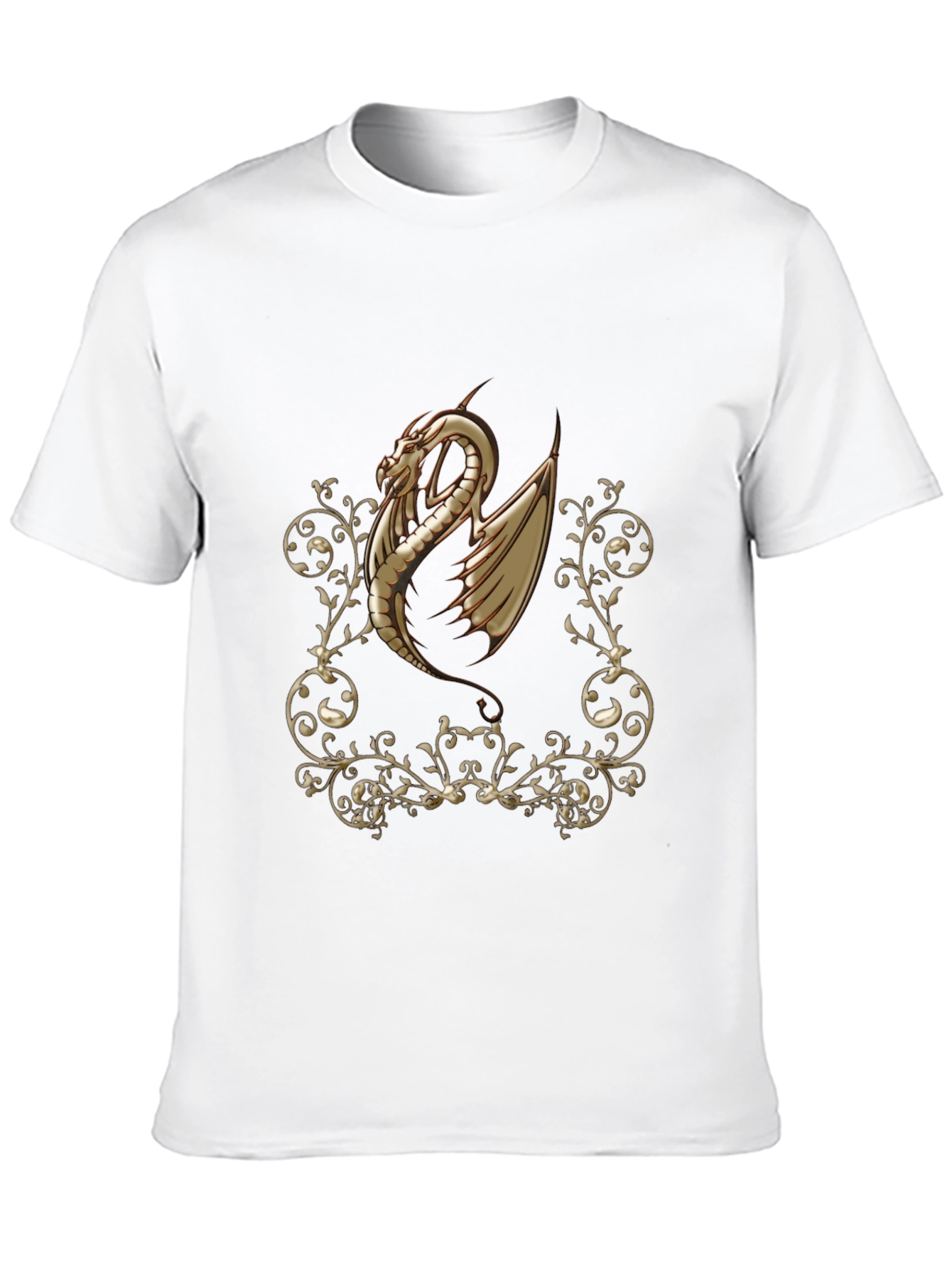 Dragon Scrollwork Graphic Black T-Shirt