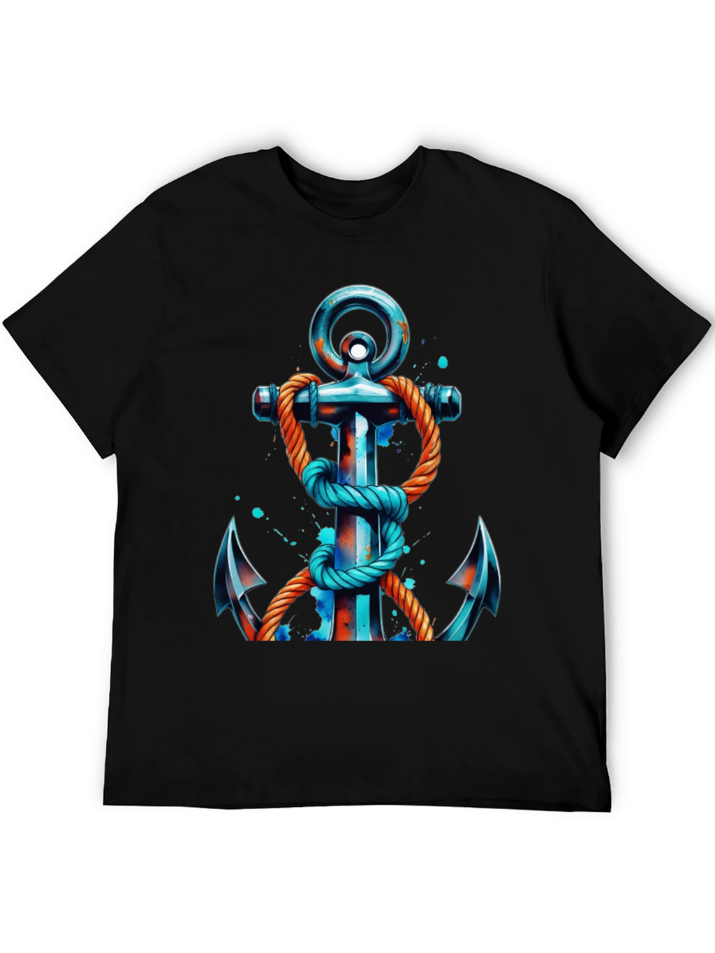 Nautical Anchor Graphic Tee - Black