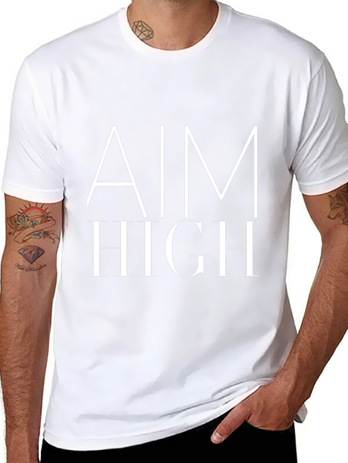 Aim High Graphic Tee - Motivational Black T-Shirt