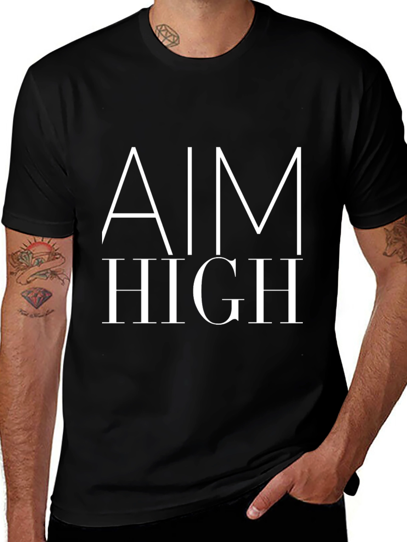Aim High Graphic Tee - Motivational Black T-Shirt