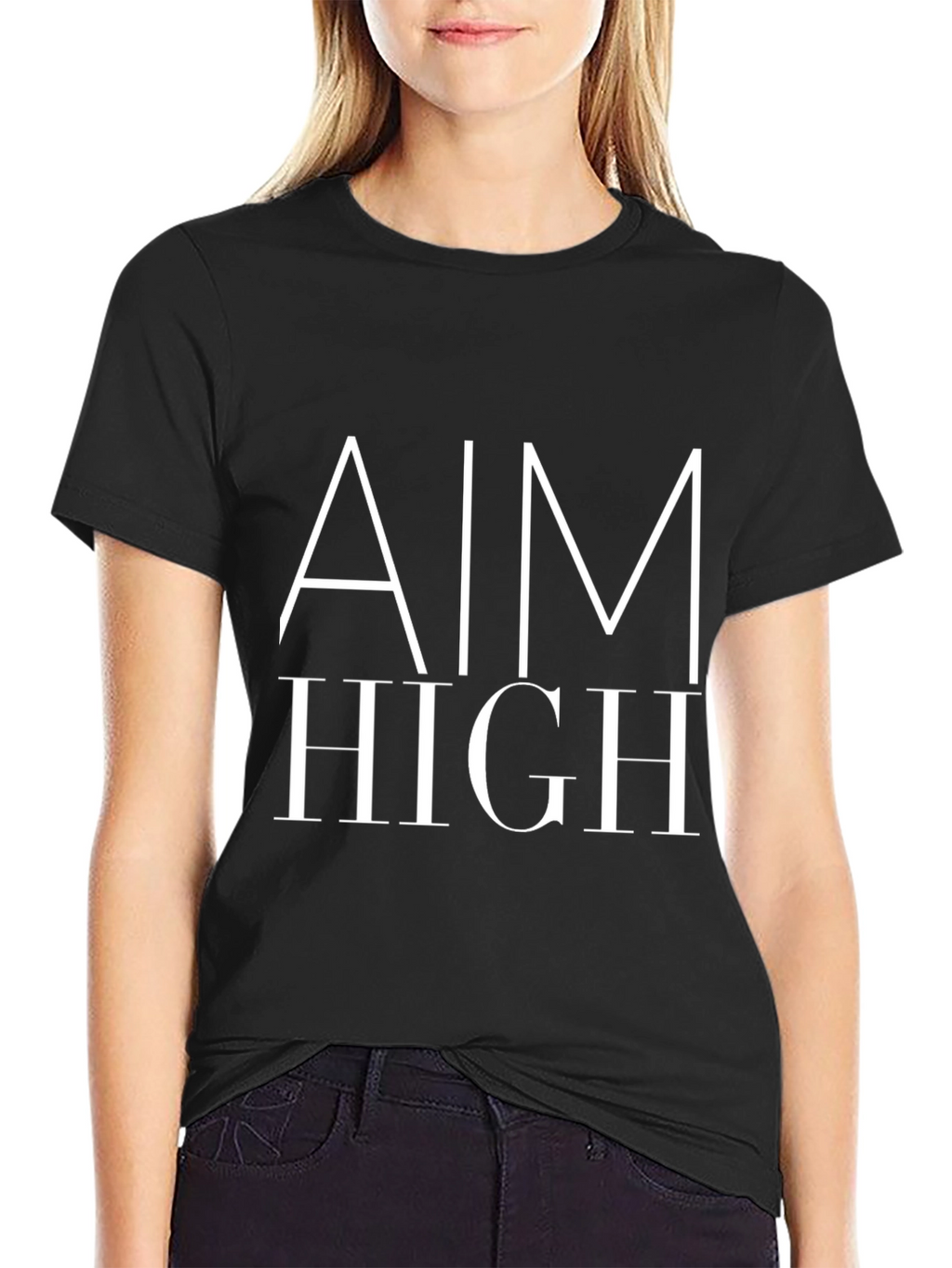Aim High Graphic Tee - Motivational Black T-Shirt