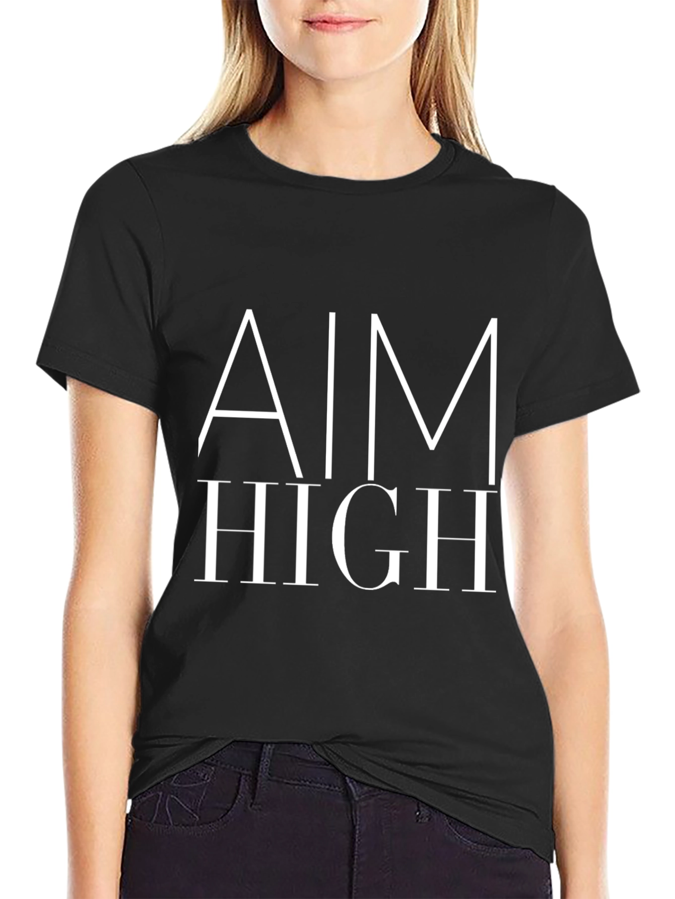 Aim High Graphic Tee - Motivational Black T-Shirt