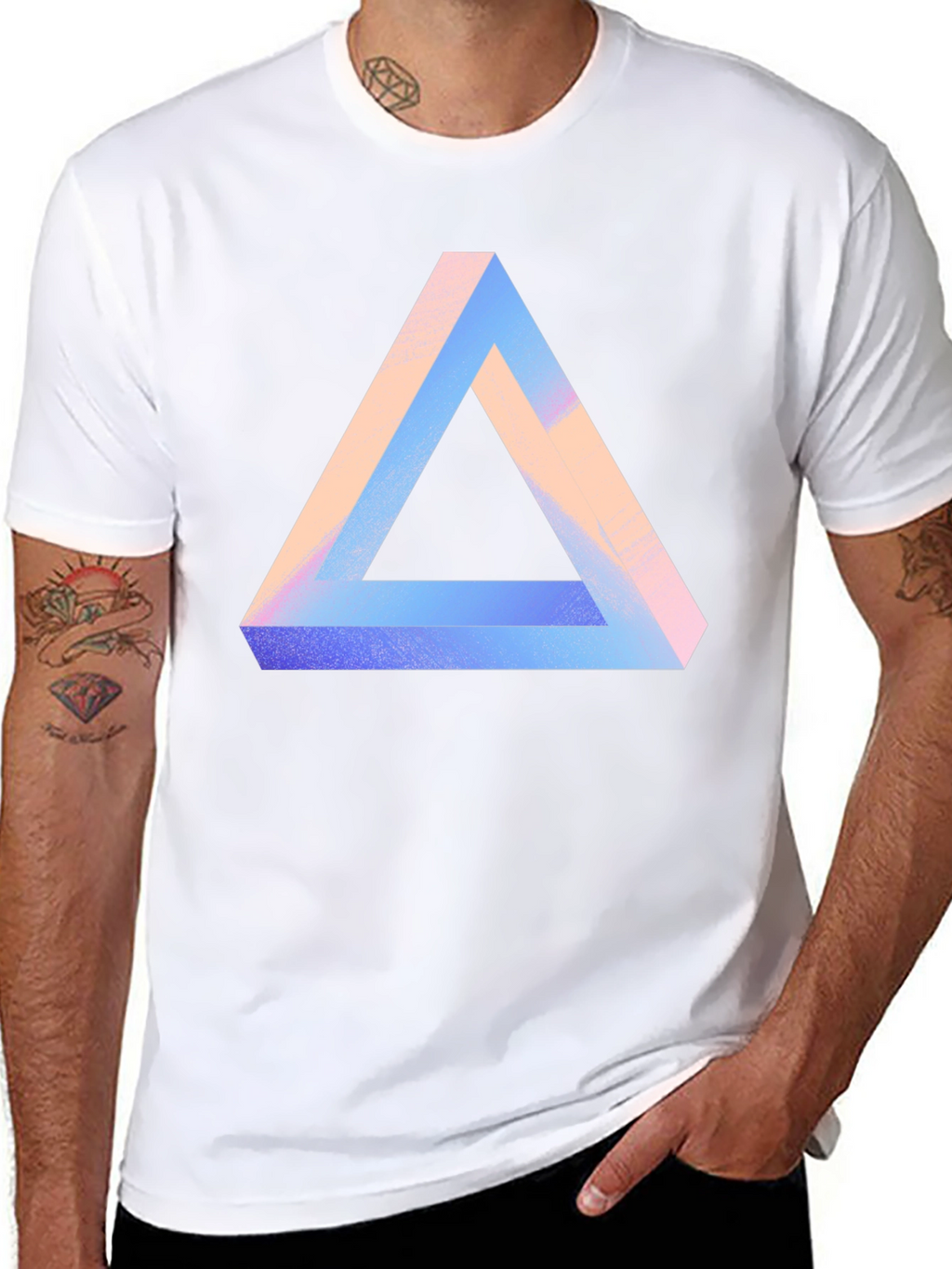 Impossible Triangle Graphic Tee - Modern Optical Illusion Shirt