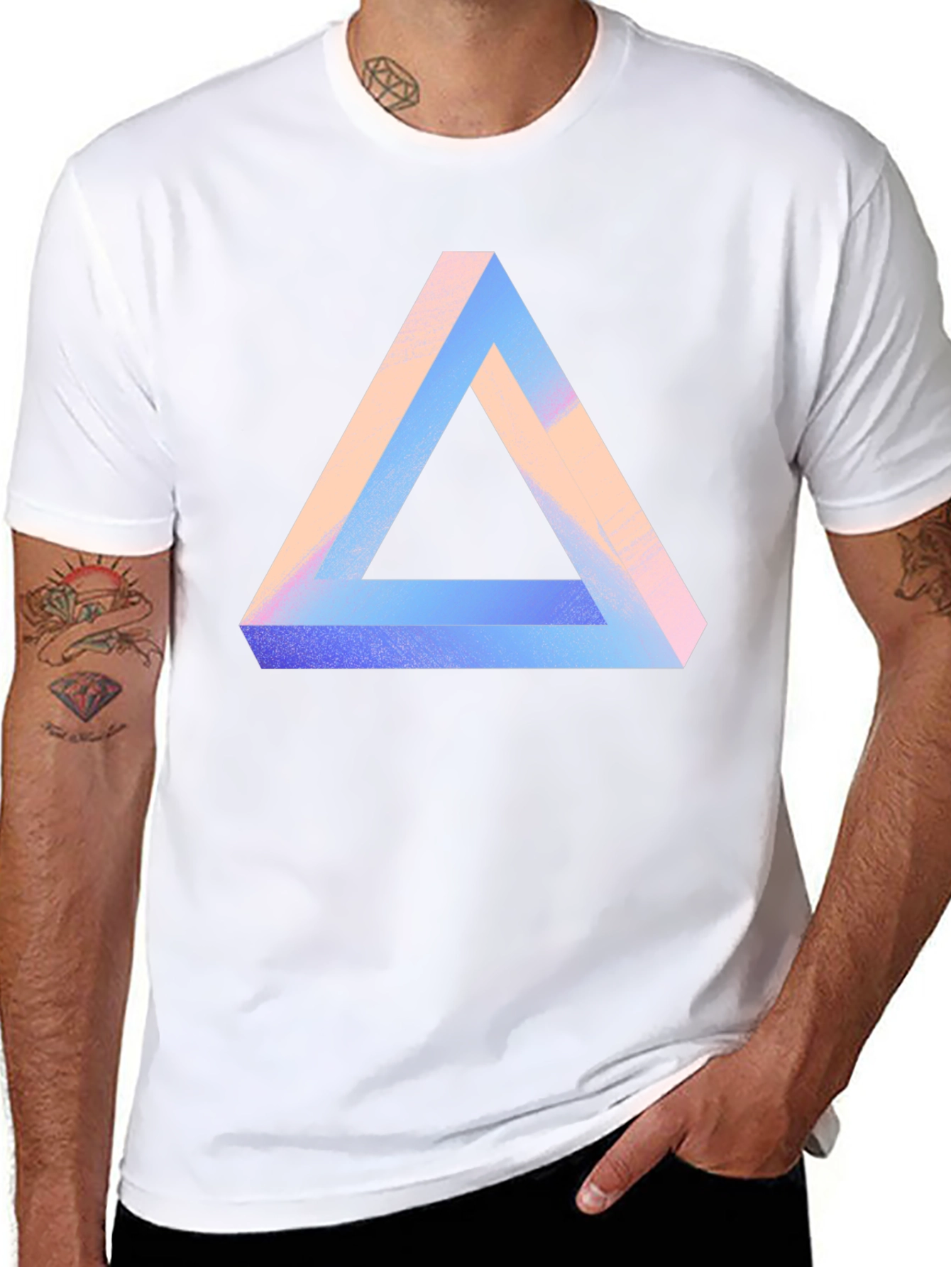 Impossible Triangle Graphic Tee - Modern Optical Illusion Shirt